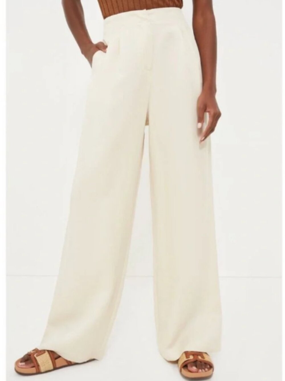 NEW Tuckernuck Pomander Place Cava Wide Leg Trousers Tan XXL